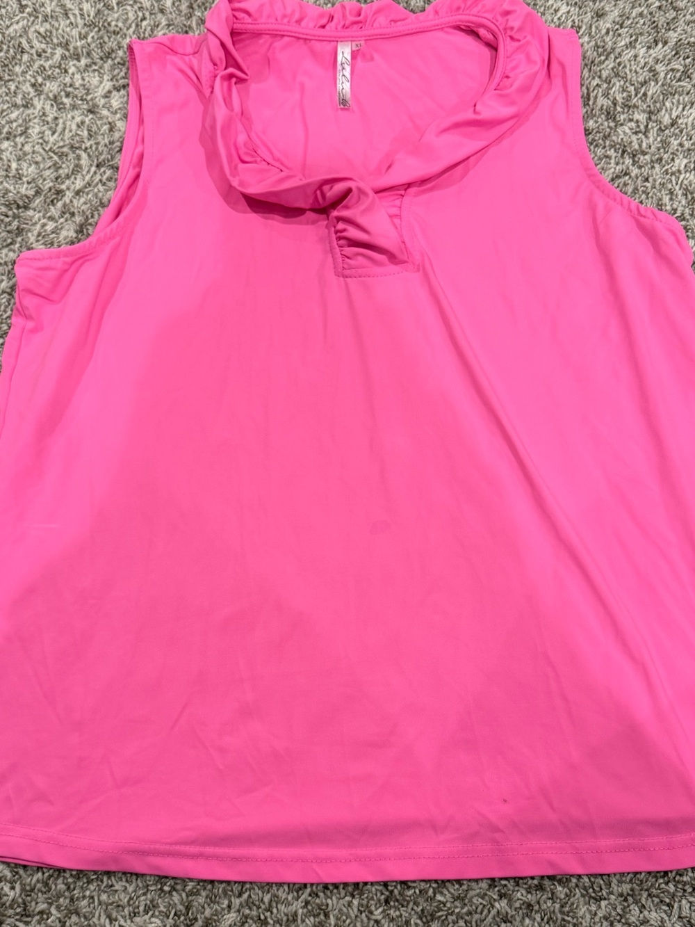 Lulu-B Hot Pink Sleeveless Ruffle-Neck Tank